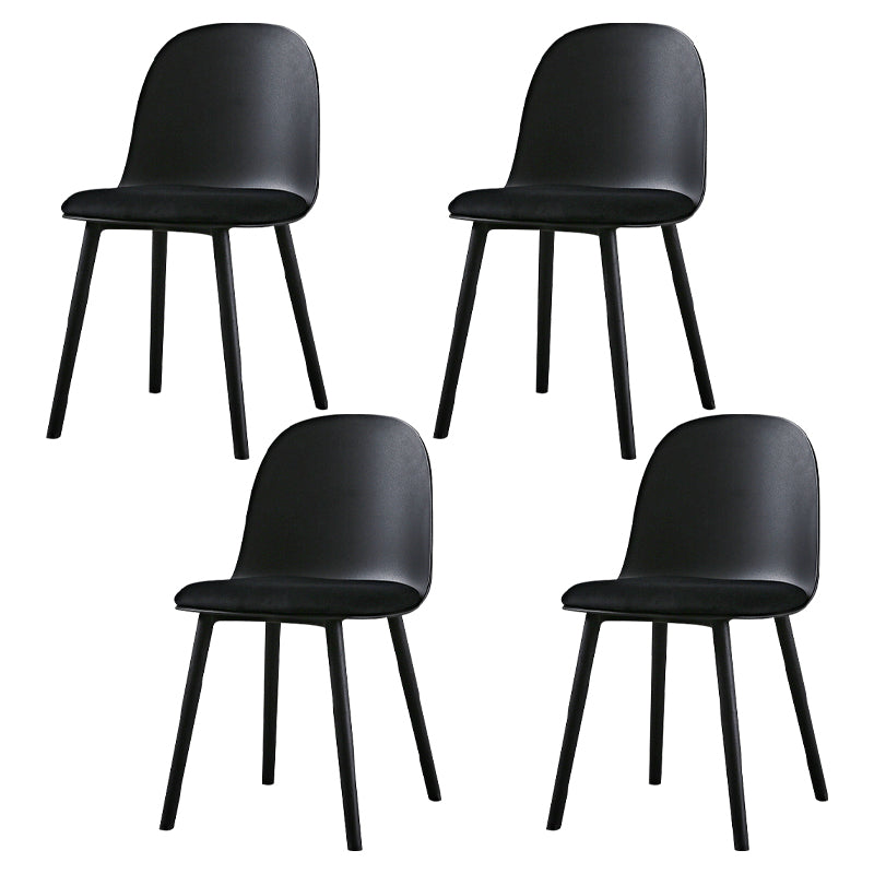 Scandinavian Plastic Kitchen Dining Room Chair Solid Back Side Chair Black 4 Piece Set Clearhalo 'Dining Chairs' 'Dining Tables & Seating' 'dining_chair' 'furn' 'furn_dining_chair' 'Furniture' 'furniture_dining_chair' 'Kitchen & Dining Furniture' 4770733