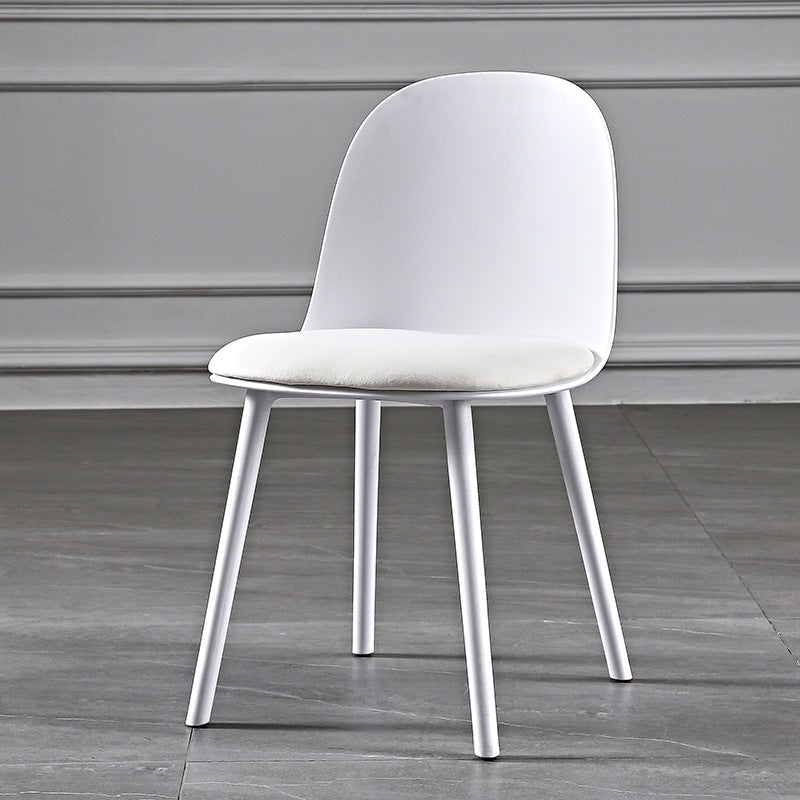 Scandinavian Plastic Kitchen Dining Room Chair Solid Back Side Chair White 1 Piece Clearhalo 'Dining Chairs' 'Dining Tables & Seating' 'dining_chair' 'furn' 'furn_dining_chair' 'Furniture' 'furniture_dining_chair' 'Kitchen & Dining Furniture' 4770740
