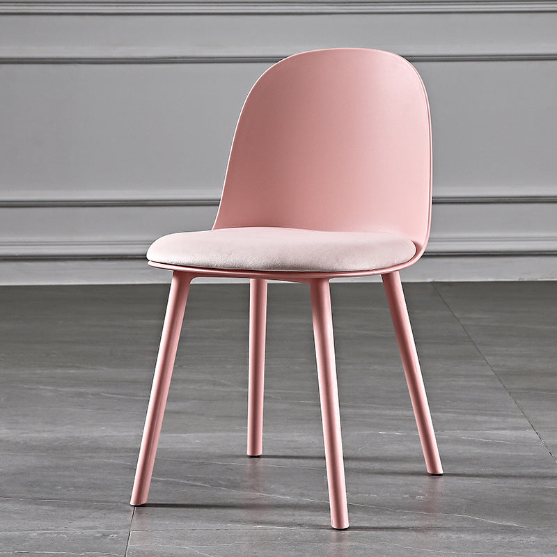 Scandinavian Plastic Kitchen Dining Room Chair Solid Back Side Chair Pink 1 Piece Clearhalo 'Dining Chairs' 'Dining Tables & Seating' 'dining_chair' 'furn' 'furn_dining_chair' 'Furniture' 'furniture_dining_chair' 'Kitchen & Dining Furniture' 4770747