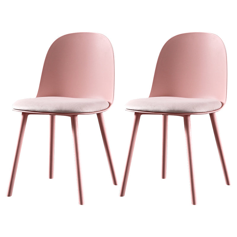 Scandinavian Plastic Kitchen Dining Room Chair Solid Back Side Chair Pink 2 Piece Set Clearhalo 'Dining Chairs' 'Dining Tables & Seating' 'dining_chair' 'furn' 'furn_dining_chair' 'Furniture' 'furniture_dining_chair' 'Kitchen & Dining Furniture' 4770748