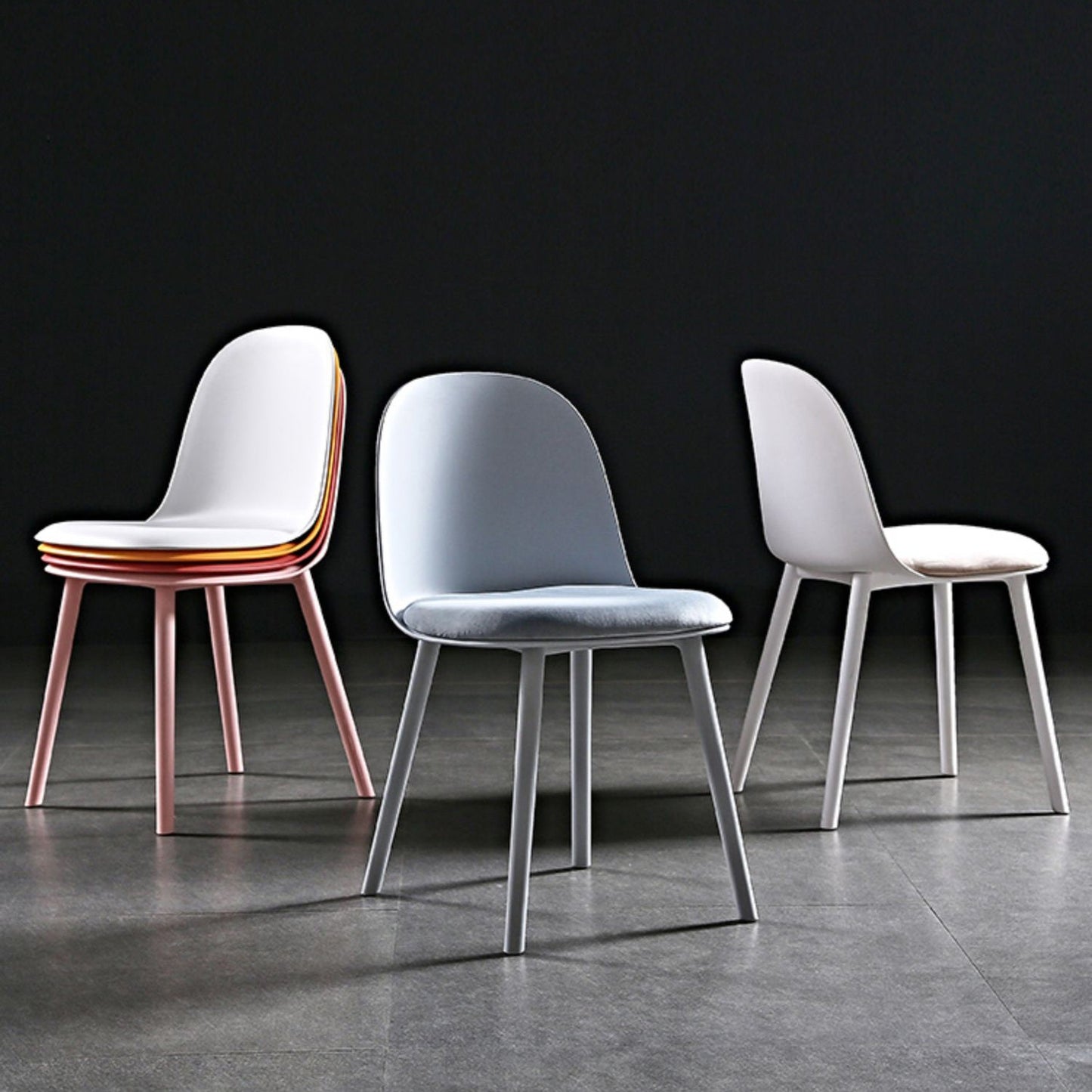 Scandinavian Plastic Kitchen Dining Room Chair Solid Back Side Chair Clearhalo 'Dining Chairs' 'Dining Tables & Seating' 'dining_chair' 'furn' 'furn_dining_chair' 'Furniture' 'furniture_dining_chair' 'Kitchen & Dining Furniture' 4770749