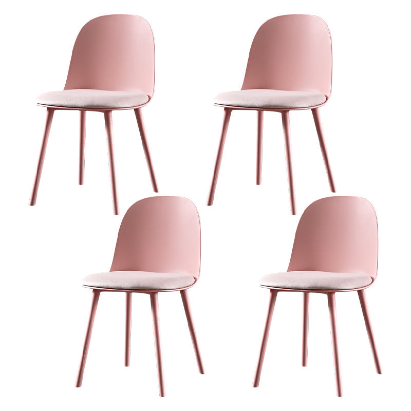 Scandinavian Plastic Kitchen Dining Room Chair Solid Back Side Chair Pink 4 Piece Set Clearhalo 'Dining Chairs' 'Dining Tables & Seating' 'dining_chair' 'furn' 'furn_dining_chair' 'Furniture' 'furniture_dining_chair' 'Kitchen & Dining Furniture' 4770751