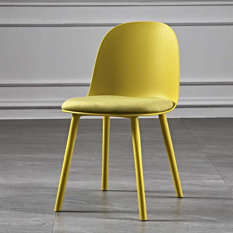 Scandinavian Plastic Kitchen Dining Room Chair Solid Back Side Chair Yellow 1 Piece Clearhalo 'Dining Chairs' 'Dining Tables & Seating' 'dining_chair' 'furn' 'furn_dining_chair' 'Furniture' 'furniture_dining_chair' 'Kitchen & Dining Furniture' 4770753