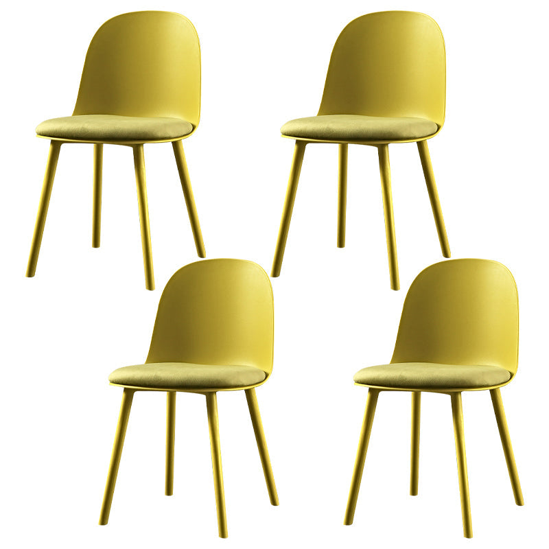 Scandinavian Plastic Kitchen Dining Room Chair Solid Back Side Chair Yellow 4 Piece Set Clearhalo 'Dining Chairs' 'Dining Tables & Seating' 'dining_chair' 'furn' 'furn_dining_chair' 'Furniture' 'furniture_dining_chair' 'Kitchen & Dining Furniture' 4770755