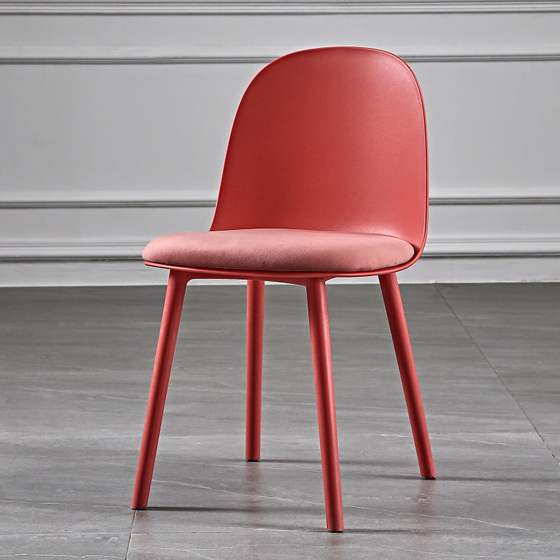 Scandinavian Plastic Kitchen Dining Room Chair Solid Back Side Chair Rose Red 1 Piece Clearhalo 'Dining Chairs' 'Dining Tables & Seating' 'dining_chair' 'furn' 'furn_dining_chair' 'Furniture' 'furniture_dining_chair' 'Kitchen & Dining Furniture' 4770759