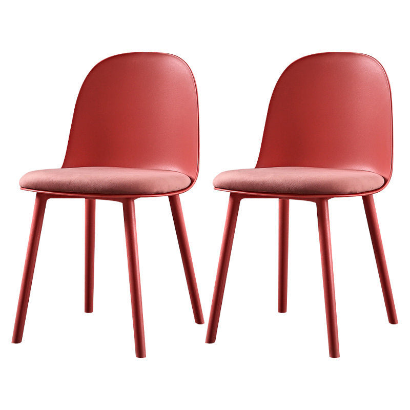 Scandinavian Plastic Kitchen Dining Room Chair Solid Back Side Chair Rose Red 2 Piece Set Clearhalo 'Dining Chairs' 'Dining Tables & Seating' 'dining_chair' 'furn' 'furn_dining_chair' 'Furniture' 'furniture_dining_chair' 'Kitchen & Dining Furniture' 4770760