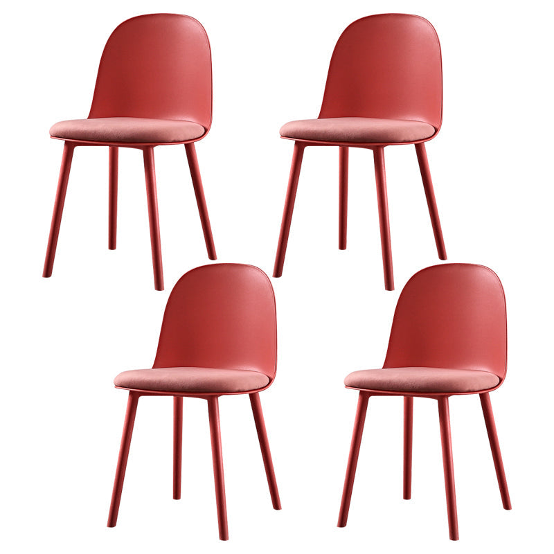 Scandinavian Plastic Kitchen Dining Room Chair Solid Back Side Chair Rose Red 4 Piece Set Clearhalo 'Dining Chairs' 'Dining Tables & Seating' 'dining_chair' 'furn' 'furn_dining_chair' 'Furniture' 'furniture_dining_chair' 'Kitchen & Dining Furniture' 4770761