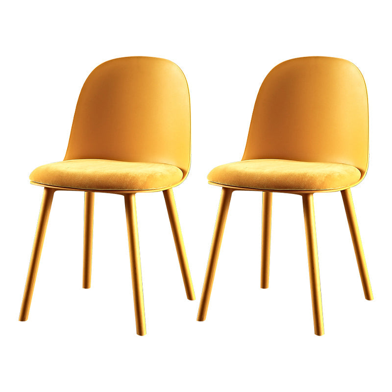 Scandinavian Plastic Kitchen Dining Room Chair Solid Back Side Chair Orange Yellow 2 Piece Set Clearhalo 'Dining Chairs' 'Dining Tables & Seating' 'dining_chair' 'furn' 'furn_dining_chair' 'Furniture' 'furniture_dining_chair' 'Kitchen & Dining Furniture' 4770763