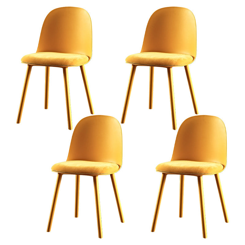 Scandinavian Plastic Kitchen Dining Room Chair Solid Back Side Chair Orange Yellow 4 Piece Set Clearhalo 'Dining Chairs' 'Dining Tables & Seating' 'dining_chair' 'furn' 'furn_dining_chair' 'Furniture' 'furniture_dining_chair' 'Kitchen & Dining Furniture' 4770764