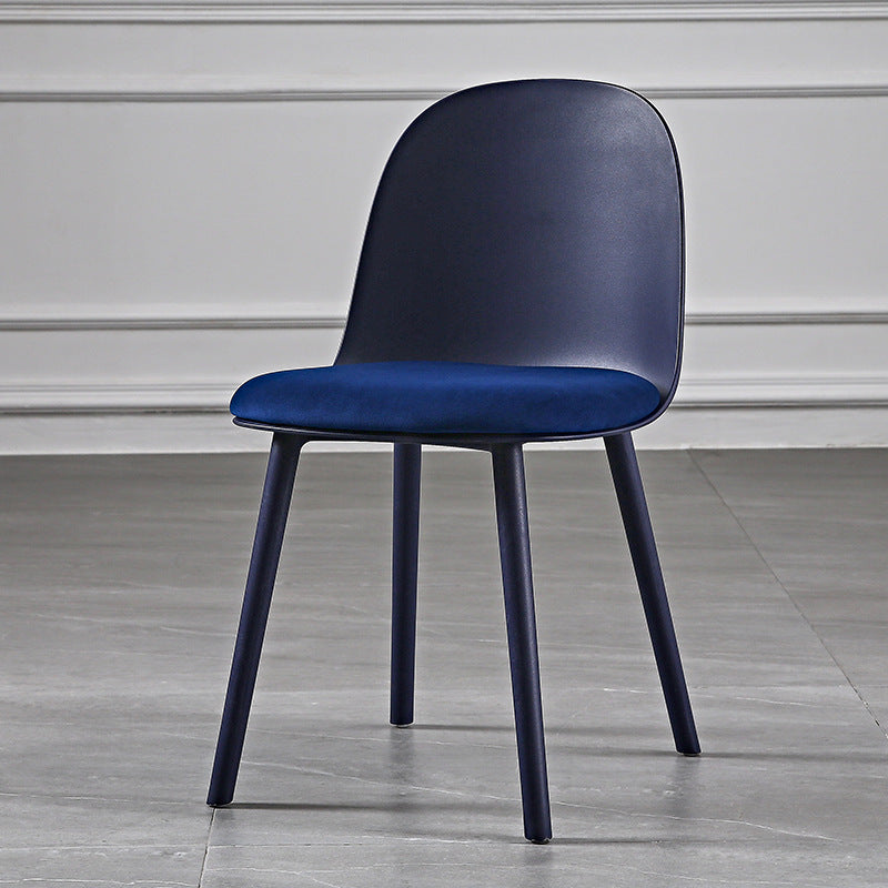 Scandinavian Plastic Kitchen Dining Room Chair Solid Back Side Chair Dark Blue 1 Piece Clearhalo 'Dining Chairs' 'Dining Tables & Seating' 'dining_chair' 'furn' 'furn_dining_chair' 'Furniture' 'furniture_dining_chair' 'Kitchen & Dining Furniture' 4770765