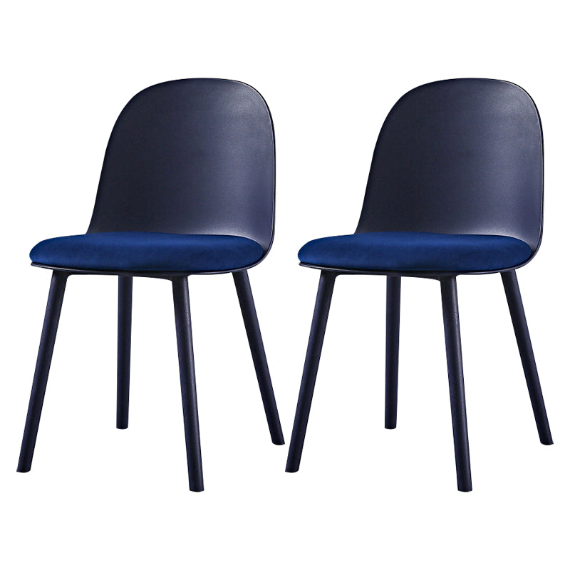 Scandinavian Plastic Kitchen Dining Room Chair Solid Back Side Chair Dark Blue 2 Piece Set Clearhalo 'Dining Chairs' 'Dining Tables & Seating' 'dining_chair' 'furn' 'furn_dining_chair' 'Furniture' 'furniture_dining_chair' 'Kitchen & Dining Furniture' 4770766