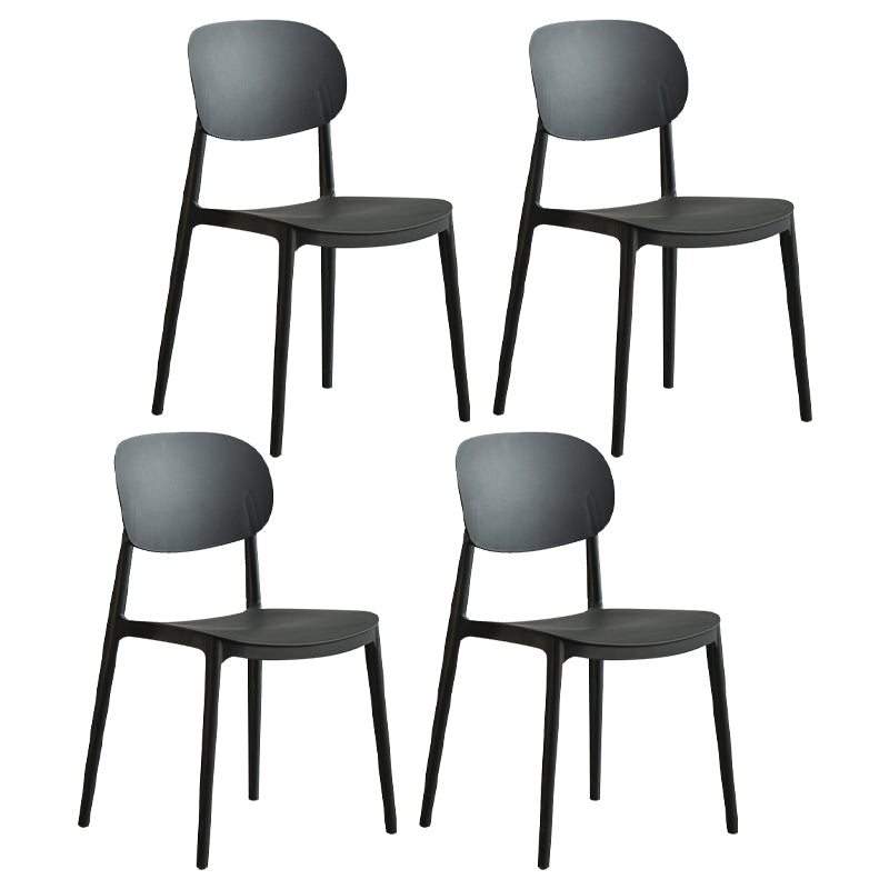 Contemporary Plastic Kitchen Dining Room Chair Open Back Side Chair Black 4 Piece Set Clearhalo 'Dining Chairs' 'Dining Tables & Seating' 'dining_chair' 'furn' 'furn_dining_chair' 'Furniture' 'furniture_dining_chair' 'Kitchen & Dining Furniture' 4770770