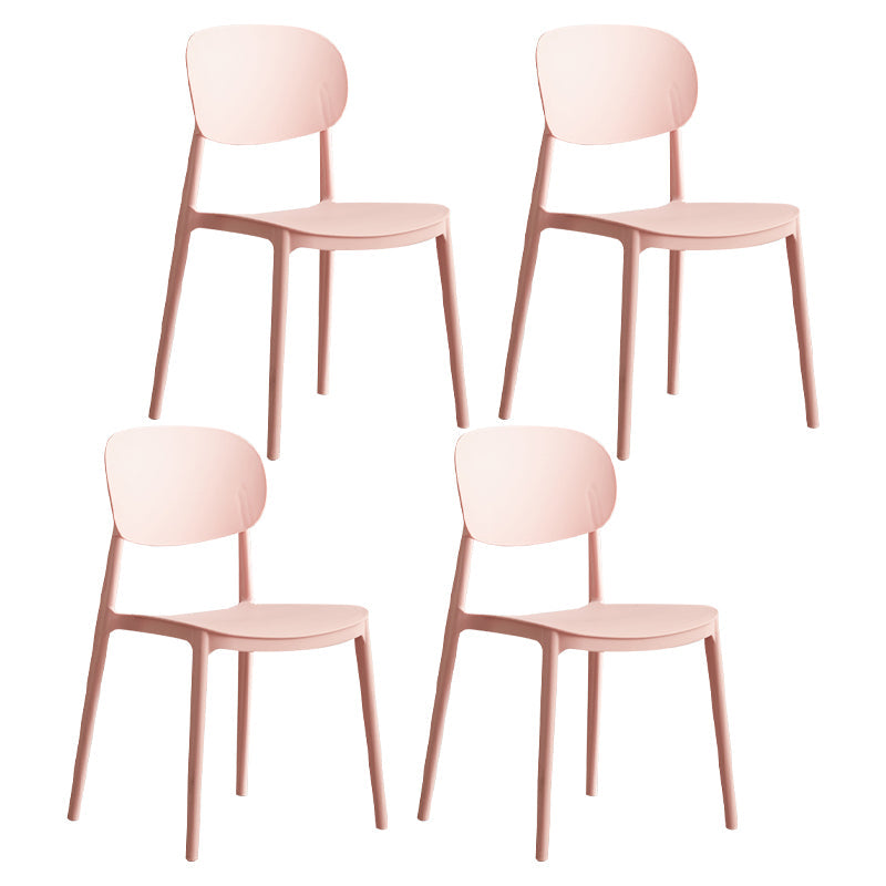 Contemporary Plastic Kitchen Dining Room Chair Open Back Side Chair Pink 4 Piece Set Clearhalo 'Dining Chairs' 'Dining Tables & Seating' 'dining_chair' 'furn' 'furn_dining_chair' 'Furniture' 'furniture_dining_chair' 'Kitchen & Dining Furniture' 4770778