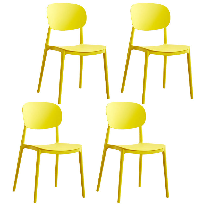 Contemporary Plastic Kitchen Dining Room Chair Open Back Side Chair Yellow 4 Piece Set Clearhalo 'Dining Chairs' 'Dining Tables & Seating' 'dining_chair' 'furn' 'furn_dining_chair' 'Furniture' 'furniture_dining_chair' 'Kitchen & Dining Furniture' 4770779