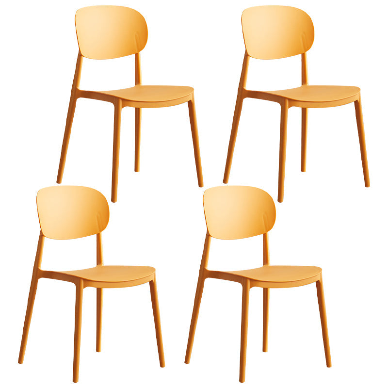 Contemporary Plastic Kitchen Dining Room Chair Open Back Side Chair Orange 4 Piece Set Clearhalo 'Dining Chairs' 'Dining Tables & Seating' 'dining_chair' 'furn' 'furn_dining_chair' 'Furniture' 'furniture_dining_chair' 'Kitchen & Dining Furniture' 4770781