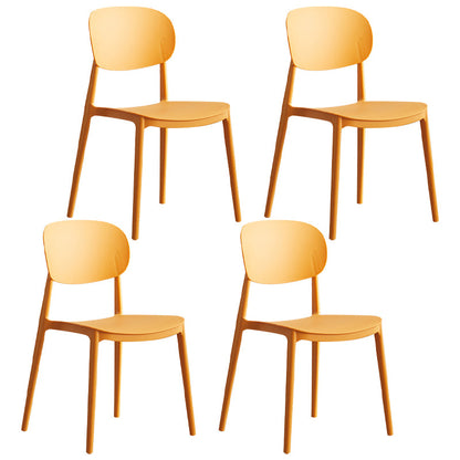 Contemporary Plastic Kitchen Dining Room Chair Open Back Side Chair Orange 4 Piece Set Clearhalo 'Dining Chairs' 'Dining Tables & Seating' 'dining_chair' 'furn' 'furn_dining_chair' 'Furniture' 'furniture_dining_chair' 'Kitchen & Dining Furniture' 4770781