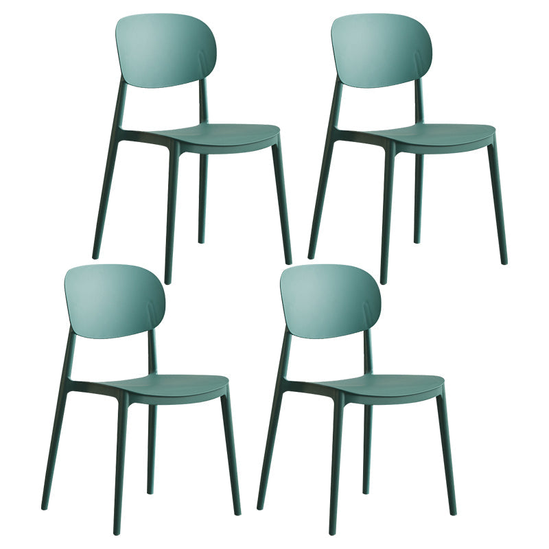 Contemporary Plastic Kitchen Dining Room Chair Open Back Side Chair Green 4 Piece Set Clearhalo 'Dining Chairs' 'Dining Tables & Seating' 'dining_chair' 'furn' 'furn_dining_chair' 'Furniture' 'furniture_dining_chair' 'Kitchen & Dining Furniture' 4770784