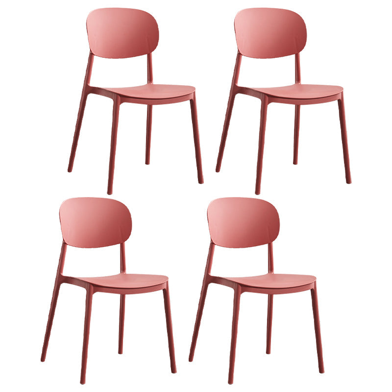 Contemporary Plastic Kitchen Dining Room Chair Open Back Side Chair Burgundy 4 Piece Set Clearhalo 'Dining Chairs' 'Dining Tables & Seating' 'dining_chair' 'furn' 'furn_dining_chair' 'Furniture' 'furniture_dining_chair' 'Kitchen & Dining Furniture' 4770785