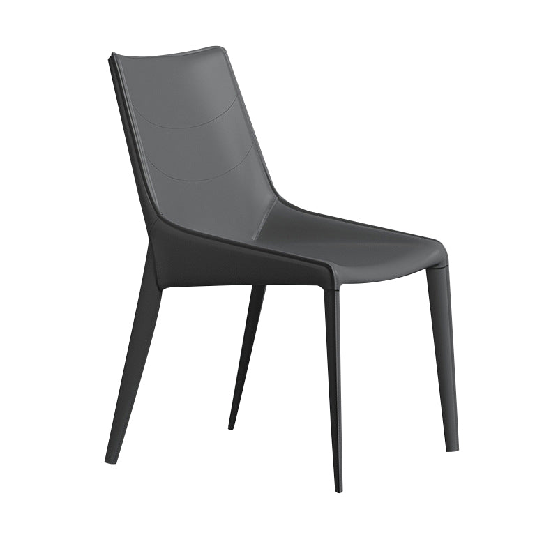 Modern Leather Indoor-Outdoor Armless Chair Solid Back Side Chair Clearhalo 'Dining Chairs' 'Dining Tables & Seating' 'dining_chair' 'furn' 'furn_dining_chair' 'Furniture' 'furniture_dining_chair' 'Kitchen & Dining Furniture' 4770801