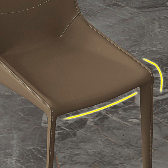 Modern Leather Indoor-Outdoor Armless Chair Solid Back Side Chair Clearhalo 'Dining Chairs' 'Dining Tables & Seating' 'dining_chair' 'furn' 'furn_dining_chair' 'Furniture' 'furniture_dining_chair' 'Kitchen & Dining Furniture' 4770802