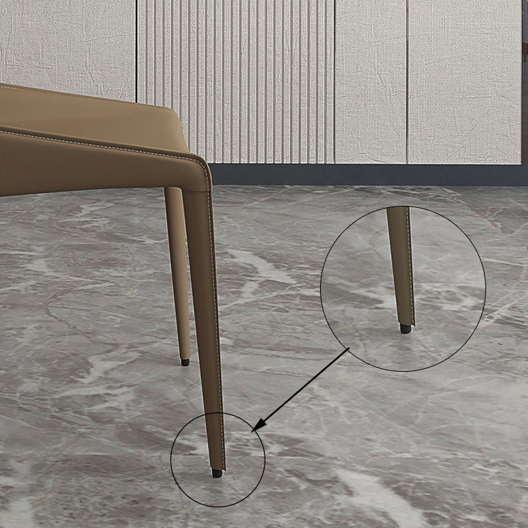 Modern Leather Indoor-Outdoor Armless Chair Solid Back Side Chair Clearhalo 'Dining Chairs' 'Dining Tables & Seating' 'dining_chair' 'furn' 'furn_dining_chair' 'Furniture' 'furniture_dining_chair' 'Kitchen & Dining Furniture' 4770805