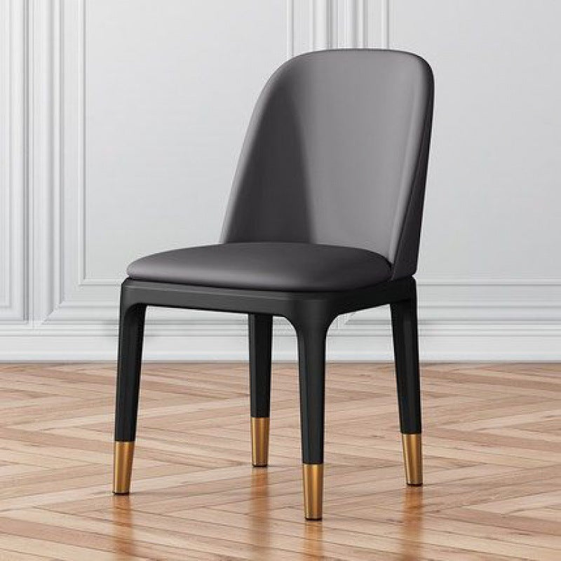 Modern Metal Indoor-Outdoor Side Chair Matte Finish Solid Back Chair Gray-Gold 1 Piece Clearhalo 'Dining Chairs' 'Dining Tables & Seating' 'dining_chair' 'furn' 'furn_dining_chair' 'Furniture' 'furniture_dining_chair' 'Kitchen & Dining Furniture' 4770814