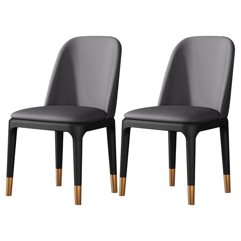 Modern Metal Indoor-Outdoor Side Chair Matte Finish Solid Back Chair Gray-Gold 2 Piece Set Clearhalo 'Dining Chairs' 'Dining Tables & Seating' 'dining_chair' 'furn' 'furn_dining_chair' 'Furniture' 'furniture_dining_chair' 'Kitchen & Dining Furniture' 4770816