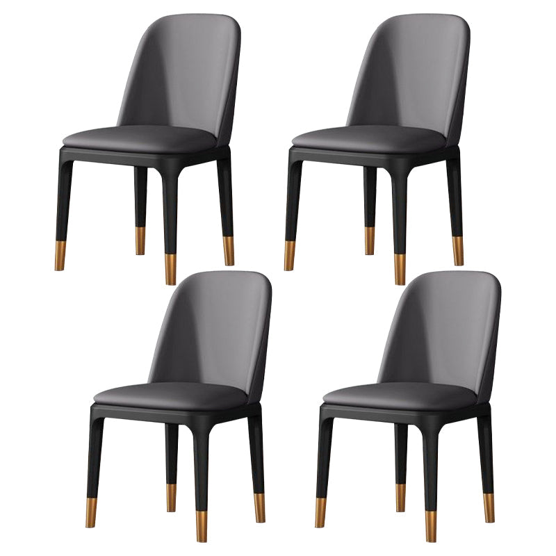 Modern Metal Indoor-Outdoor Side Chair Matte Finish Solid Back Chair Gray-Gold 4 Piece Set Clearhalo 'Dining Chairs' 'Dining Tables & Seating' 'dining_chair' 'furn' 'furn_dining_chair' 'Furniture' 'furniture_dining_chair' 'Kitchen & Dining Furniture' 4770817