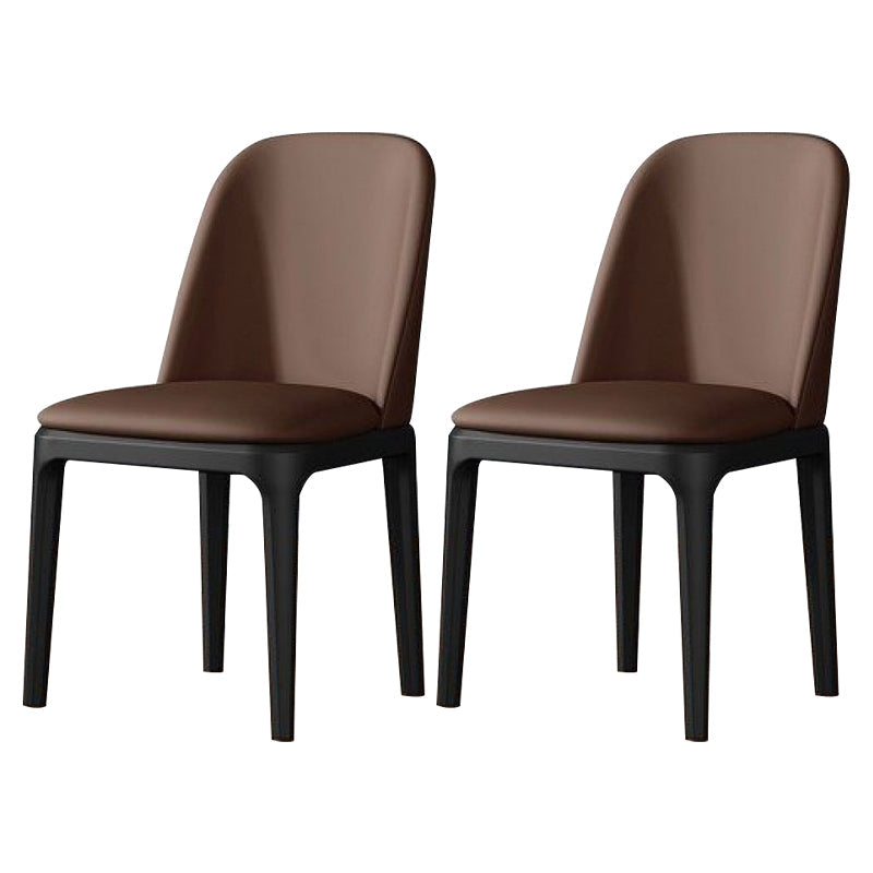 Modern Metal Indoor-Outdoor Side Chair Matte Finish Solid Back Chair Dark Brown 2 Piece Set Clearhalo 'Dining Chairs' 'Dining Tables & Seating' 'dining_chair' 'furn' 'furn_dining_chair' 'Furniture' 'furniture_dining_chair' 'Kitchen & Dining Furniture' 4770822