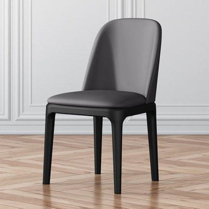 Modern Metal Indoor-Outdoor Side Chair Matte Finish Solid Back Chair Dark Gray-Black 1 Piece Clearhalo 'Dining Chairs' 'Dining Tables & Seating' 'dining_chair' 'furn' 'furn_dining_chair' 'Furniture' 'furniture_dining_chair' 'Kitchen & Dining Furniture' 4770825