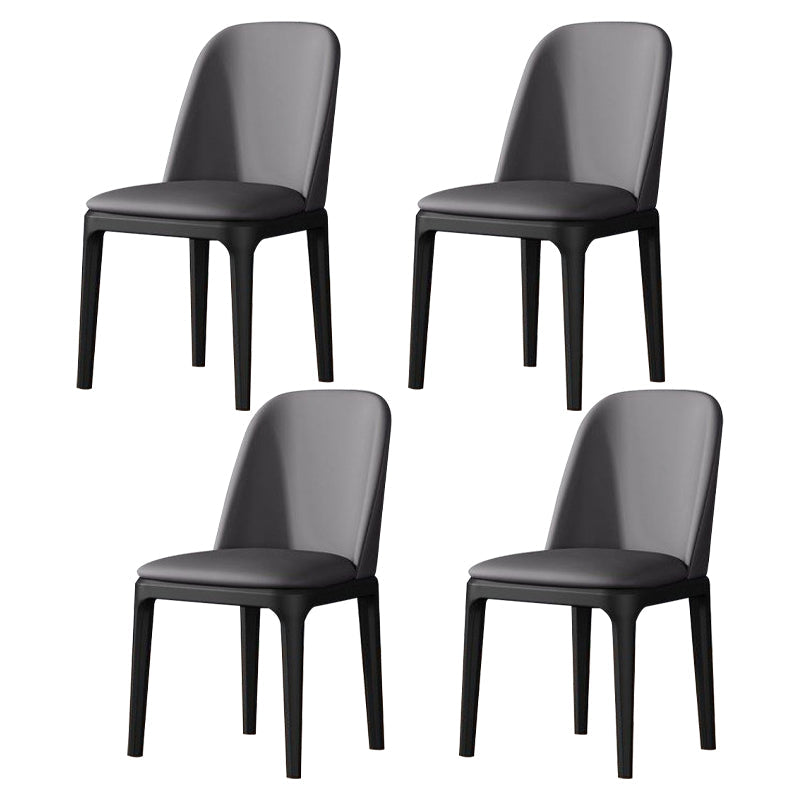 Modern Metal Indoor-Outdoor Side Chair Matte Finish Solid Back Chair Dark Gray-Black 4 Piece Set Clearhalo 'Dining Chairs' 'Dining Tables & Seating' 'dining_chair' 'furn' 'furn_dining_chair' 'Furniture' 'furniture_dining_chair' 'Kitchen & Dining Furniture' 4770829