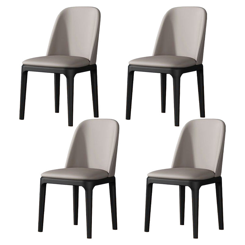 Modern Metal Indoor-Outdoor Side Chair Matte Finish Solid Back Chair Light Gray-Black 4 Piece Set Clearhalo 'Dining Chairs' 'Dining Tables & Seating' 'dining_chair' 'furn' 'furn_dining_chair' 'Furniture' 'furniture_dining_chair' 'Kitchen & Dining Furniture' 4770833