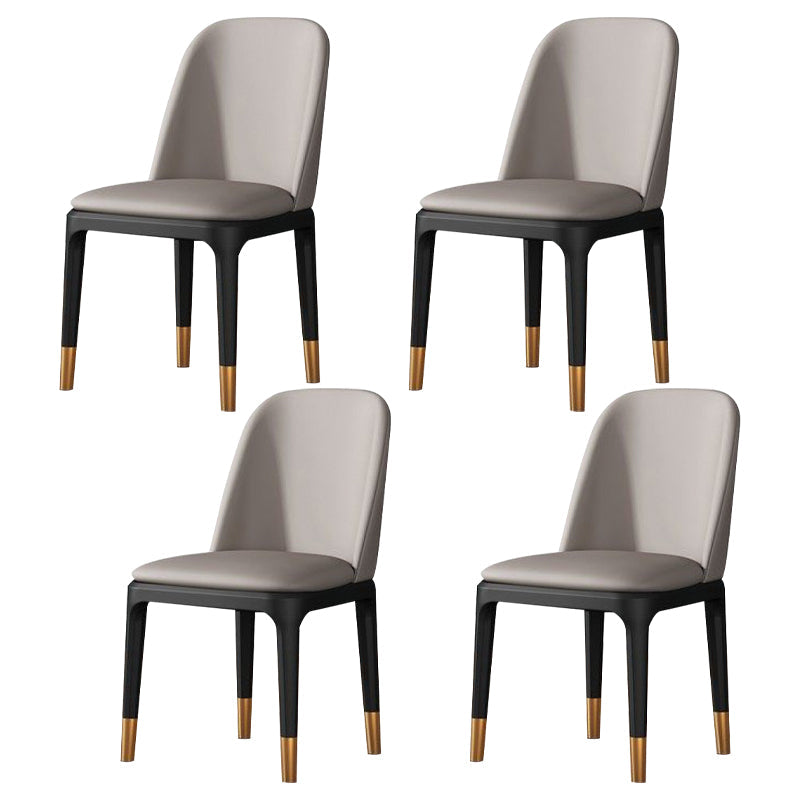 Modern Metal Indoor-Outdoor Side Chair Matte Finish Solid Back Chair Light Grey-Yellow 4 Piece Set Clearhalo 'Dining Chairs' 'Dining Tables & Seating' 'dining_chair' 'furn' 'furn_dining_chair' 'Furniture' 'furniture_dining_chair' 'Kitchen & Dining Furniture' 4770836