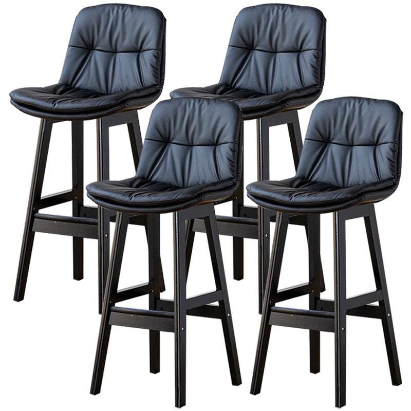 Modern Wood Kitchen Dining Room Armless Stool Low Back Bar Stool Black Black 4 Piece Set Clearhalo 'Bar Furniture' 'Bar Stools' 'bar_stools' 'furn' 'furn_bar_stools' 'Furniture' 'furniture_bar_stools' 'Kitchen & Dining Furniture' 4770843