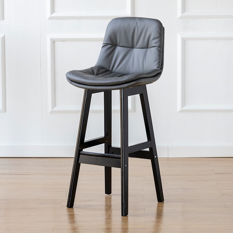Modern Wood Kitchen Dining Room Armless Stool Low Back Bar Stool Dark Gray Black 1 Piece Clearhalo 'Bar Furniture' 'Bar Stools' 'bar_stools' 'furn' 'furn_bar_stools' 'Furniture' 'furniture_bar_stools' 'Kitchen & Dining Furniture' 4770845