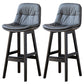 Modern Wood Kitchen Dining Room Armless Stool Low Back Bar Stool Dark Gray Black 2 Piece Set Clearhalo 'Bar Furniture' 'Bar Stools' 'bar_stools' 'furn' 'furn_bar_stools' 'Furniture' 'furniture_bar_stools' 'Kitchen & Dining Furniture' 4770847