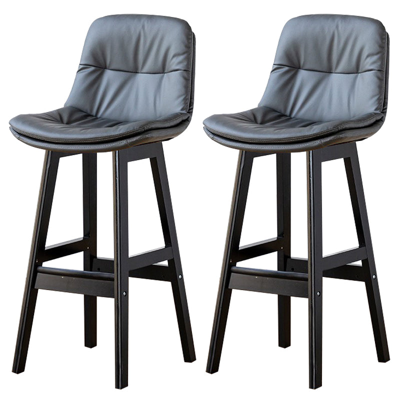 Modern Wood Kitchen Dining Room Armless Stool Low Back Bar Stool Dark Gray Black 2 Piece Set Clearhalo 'Bar Furniture' 'Bar Stools' 'bar_stools' 'furn' 'furn_bar_stools' 'Furniture' 'furniture_bar_stools' 'Kitchen & Dining Furniture' 4770847