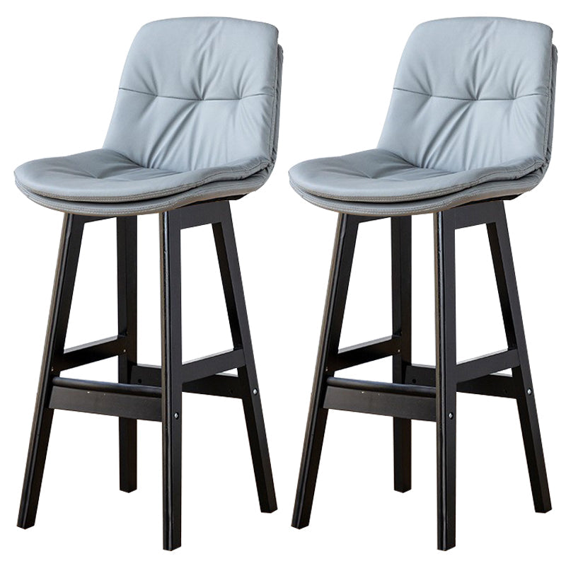 Modern Wood Kitchen Dining Room Armless Stool Low Back Bar Stool Light Gray Black 2 Piece Set Clearhalo 'Bar Furniture' 'Bar Stools' 'bar_stools' 'furn' 'furn_bar_stools' 'Furniture' 'furniture_bar_stools' 'Kitchen & Dining Furniture' 4770853