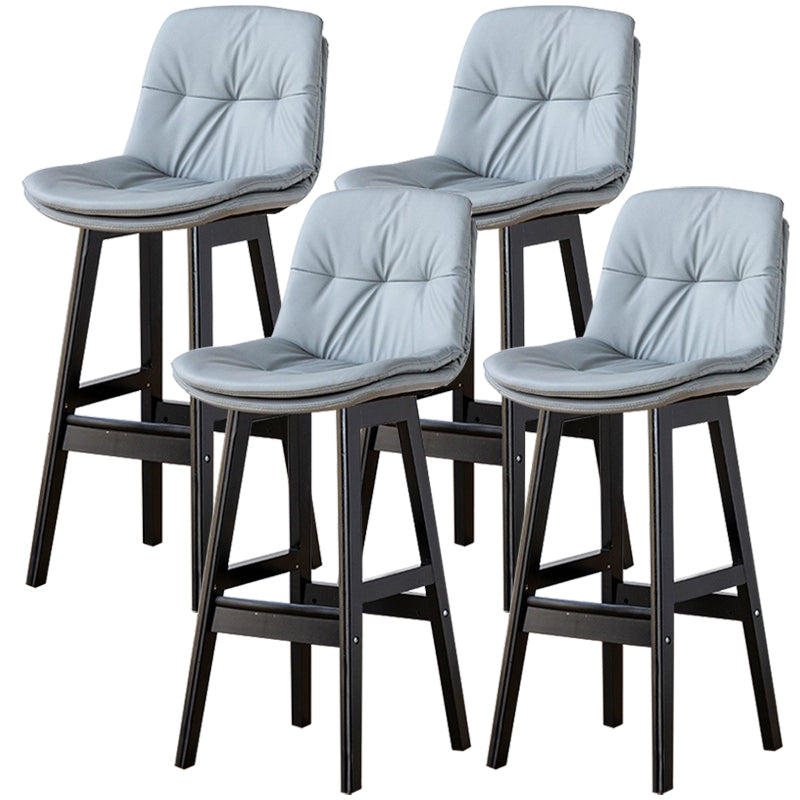 Modern Wood Kitchen Dining Room Armless Stool Low Back Bar Stool Light Gray Black 4 Piece Set Clearhalo 'Bar Furniture' 'Bar Stools' 'bar_stools' 'furn' 'furn_bar_stools' 'Furniture' 'furniture_bar_stools' 'Kitchen & Dining Furniture' 4770855