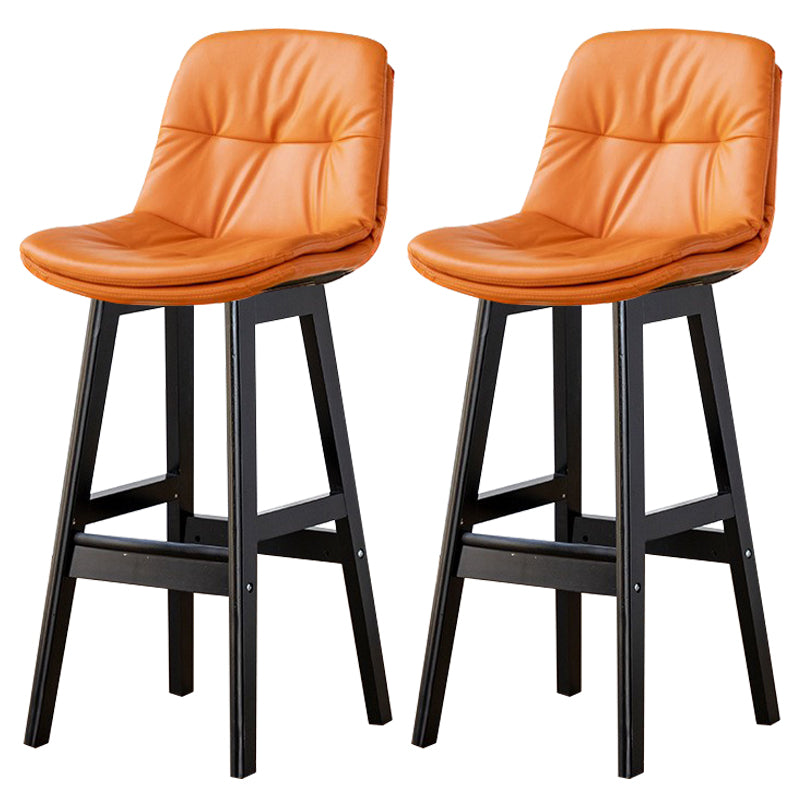 Modern Wood Kitchen Dining Room Armless Stool Low Back Bar Stool Orange Black 2 Piece Set Clearhalo 'Bar Furniture' 'Bar Stools' 'bar_stools' 'furn' 'furn_bar_stools' 'Furniture' 'furniture_bar_stools' 'Kitchen & Dining Furniture' 4770859