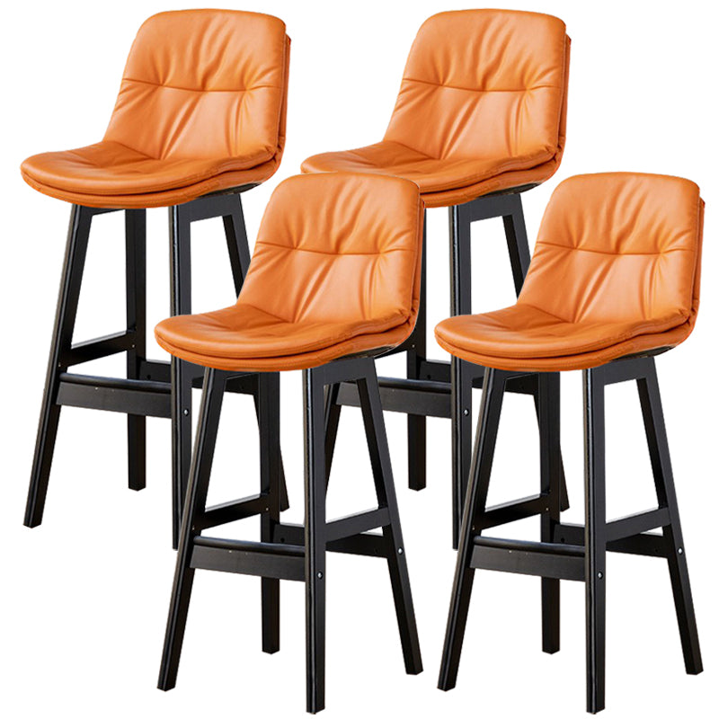 Modern Wood Kitchen Dining Room Armless Stool Low Back Bar Stool Orange Black 4 Piece Set Clearhalo 'Bar Furniture' 'Bar Stools' 'bar_stools' 'furn' 'furn_bar_stools' 'Furniture' 'furniture_bar_stools' 'Kitchen & Dining Furniture' 4770860
