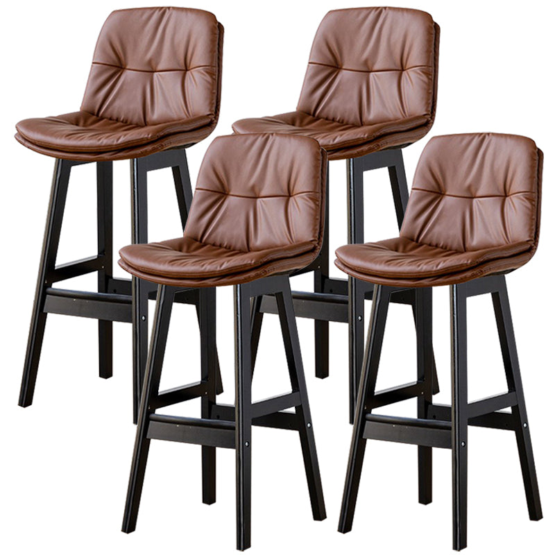 Modern Wood Kitchen Dining Room Armless Stool Low Back Bar Stool Brown Black 4 Piece Set Clearhalo 'Bar Furniture' 'Bar Stools' 'bar_stools' 'furn' 'furn_bar_stools' 'Furniture' 'furniture_bar_stools' 'Kitchen & Dining Furniture' 4770865