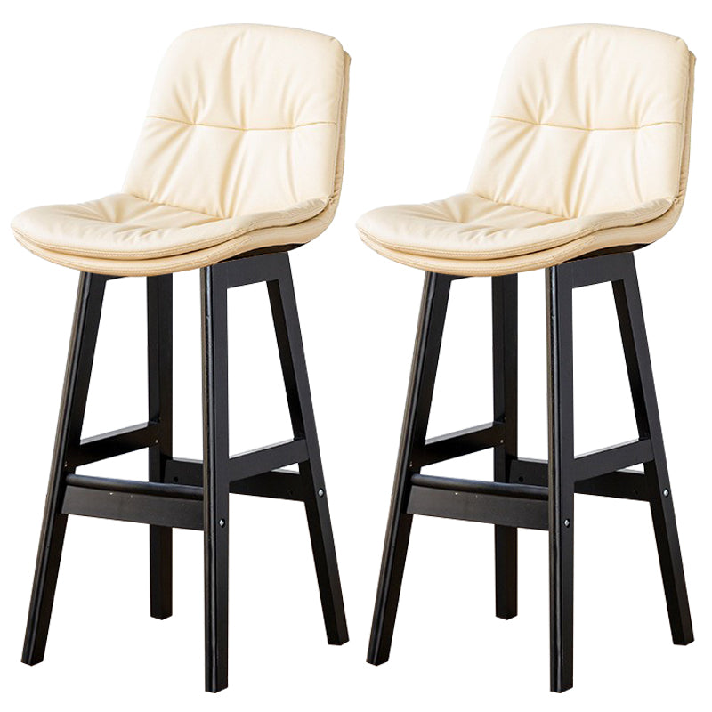 Modern Wood Kitchen Dining Room Armless Stool Low Back Bar Stool Off-White Black 2 Piece Set Clearhalo 'Bar Furniture' 'Bar Stools' 'bar_stools' 'furn' 'furn_bar_stools' 'Furniture' 'furniture_bar_stools' 'Kitchen & Dining Furniture' 4770867