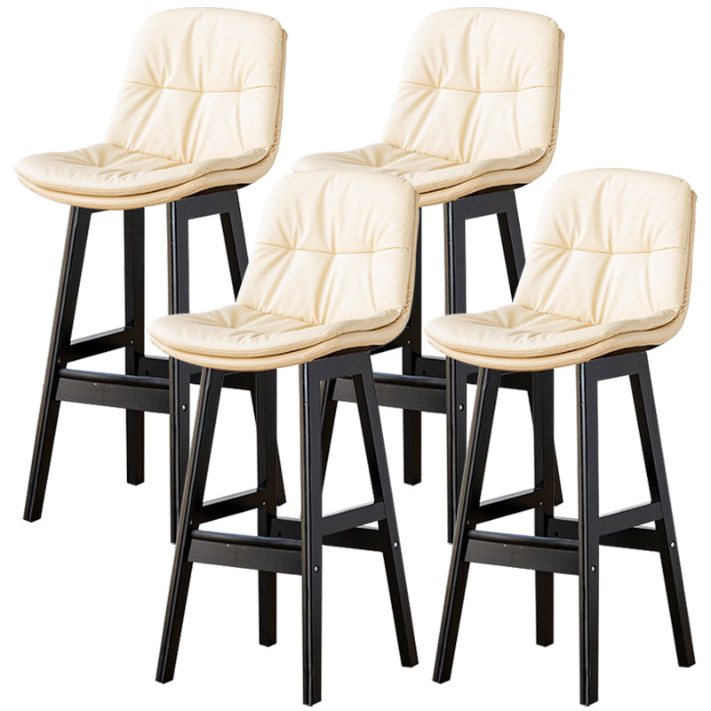 Modern Wood Kitchen Dining Room Armless Stool Low Back Bar Stool Off-White Black 4 Piece Set Clearhalo 'Bar Furniture' 'Bar Stools' 'bar_stools' 'furn' 'furn_bar_stools' 'Furniture' 'furniture_bar_stools' 'Kitchen & Dining Furniture' 4770868