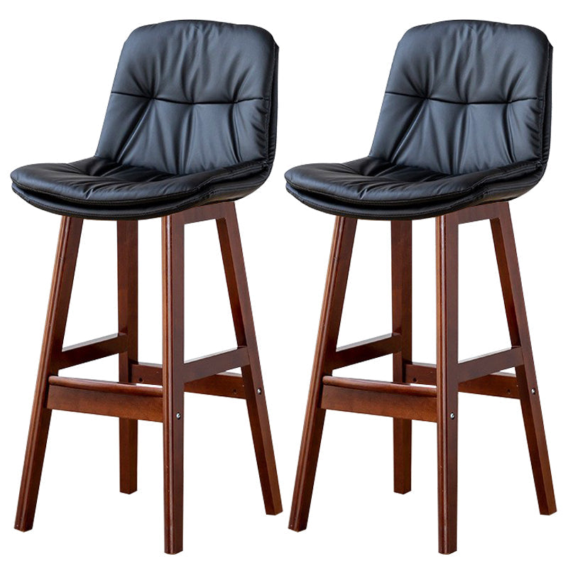 Modern Wood Kitchen Dining Room Armless Stool Low Back Bar Stool Black Brown 2 Piece Set Clearhalo 'Bar Furniture' 'Bar Stools' 'bar_stools' 'furn' 'furn_bar_stools' 'Furniture' 'furniture_bar_stools' 'Kitchen & Dining Furniture' 4770870