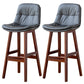 Modern Wood Kitchen Dining Room Armless Stool Low Back Bar Stool Dark Gray Brown 2 Piece Set Clearhalo 'Bar Furniture' 'Bar Stools' 'bar_stools' 'furn' 'furn_bar_stools' 'Furniture' 'furniture_bar_stools' 'Kitchen & Dining Furniture' 4770873