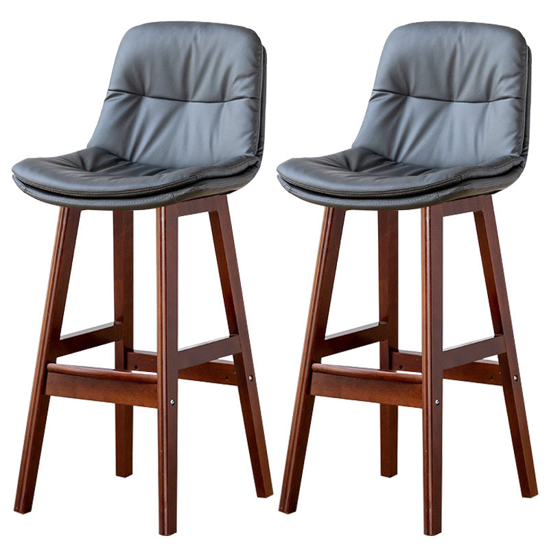 Modern Wood Kitchen Dining Room Armless Stool Low Back Bar Stool Dark Gray Brown 2 Piece Set Clearhalo 'Bar Furniture' 'Bar Stools' 'bar_stools' 'furn' 'furn_bar_stools' 'Furniture' 'furniture_bar_stools' 'Kitchen & Dining Furniture' 4770873