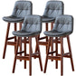 Modern Wood Kitchen Dining Room Armless Stool Low Back Bar Stool Dark Gray Brown 4 Piece Set Clearhalo 'Bar Furniture' 'Bar Stools' 'bar_stools' 'furn' 'furn_bar_stools' 'Furniture' 'furniture_bar_stools' 'Kitchen & Dining Furniture' 4770874