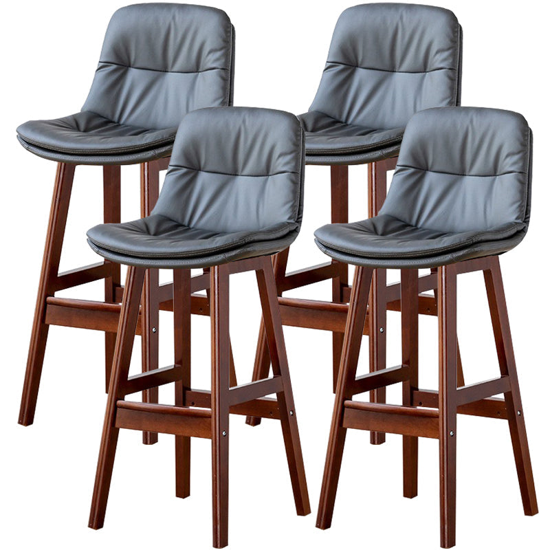 Modern Wood Kitchen Dining Room Armless Stool Low Back Bar Stool Dark Gray Brown 4 Piece Set Clearhalo 'Bar Furniture' 'Bar Stools' 'bar_stools' 'furn' 'furn_bar_stools' 'Furniture' 'furniture_bar_stools' 'Kitchen & Dining Furniture' 4770874