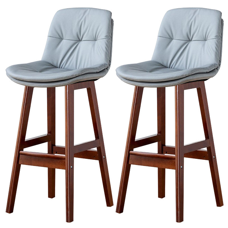Modern Wood Kitchen Dining Room Armless Stool Low Back Bar Stool Light Gray Brown 2 Piece Set Clearhalo 'Bar Furniture' 'Bar Stools' 'bar_stools' 'furn' 'furn_bar_stools' 'Furniture' 'furniture_bar_stools' 'Kitchen & Dining Furniture' 4770876